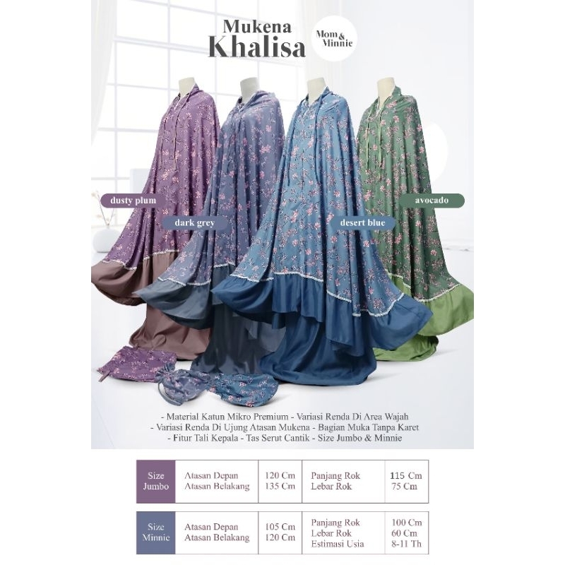 Mukena Couple Khalisa Size Dewasa dan Anak