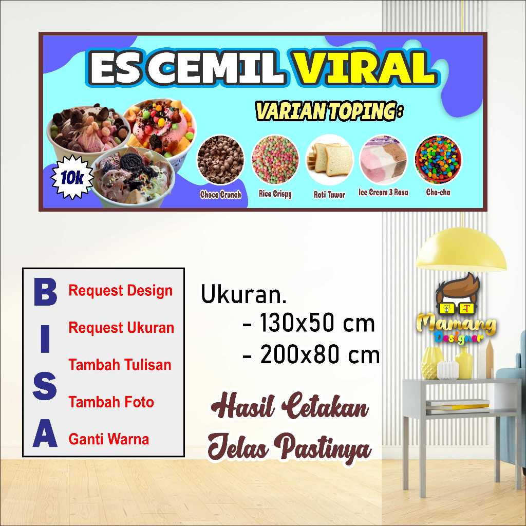 Cetak Banner Spandukl Es Cream Cemil Viral Bagus Keren