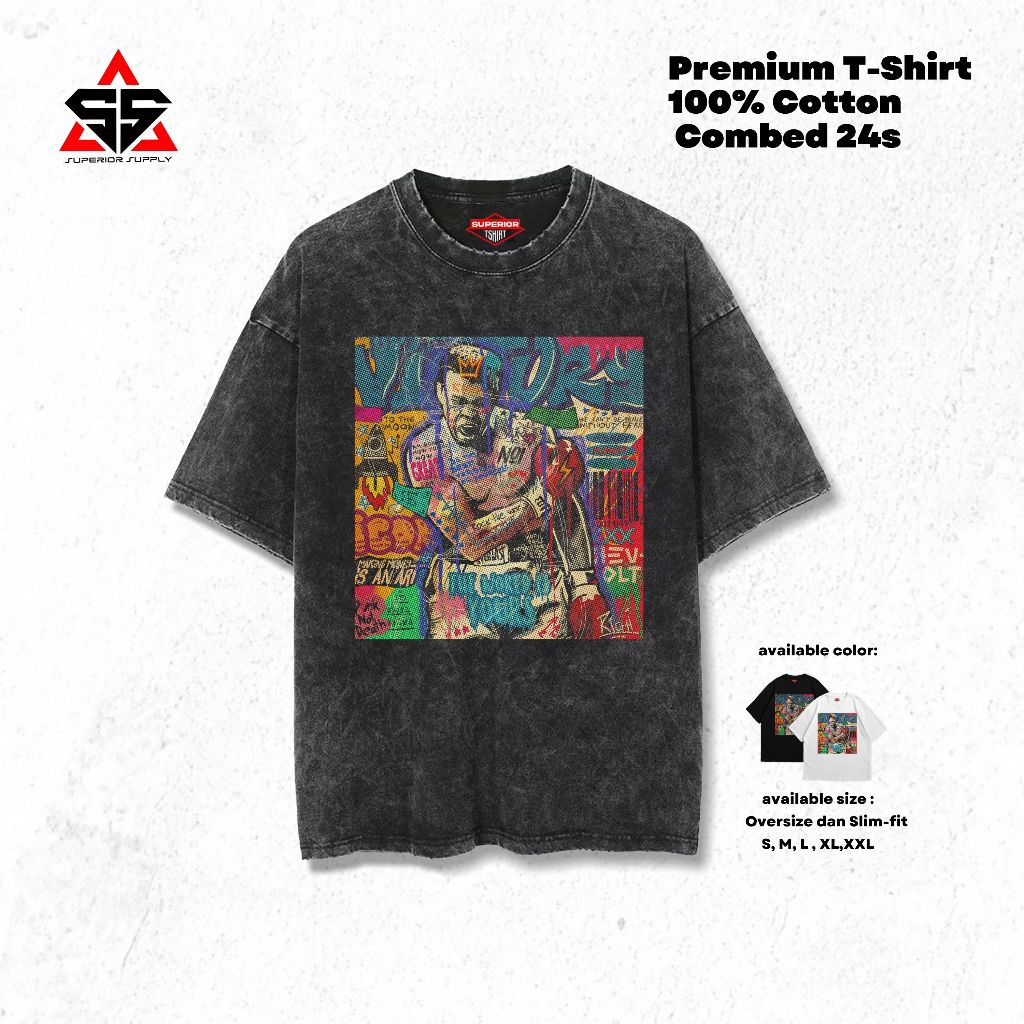 SUPERIOR Kaos Muhammad Ali Oversized washed tshirt Oversize slimfit sandwash ALI-9