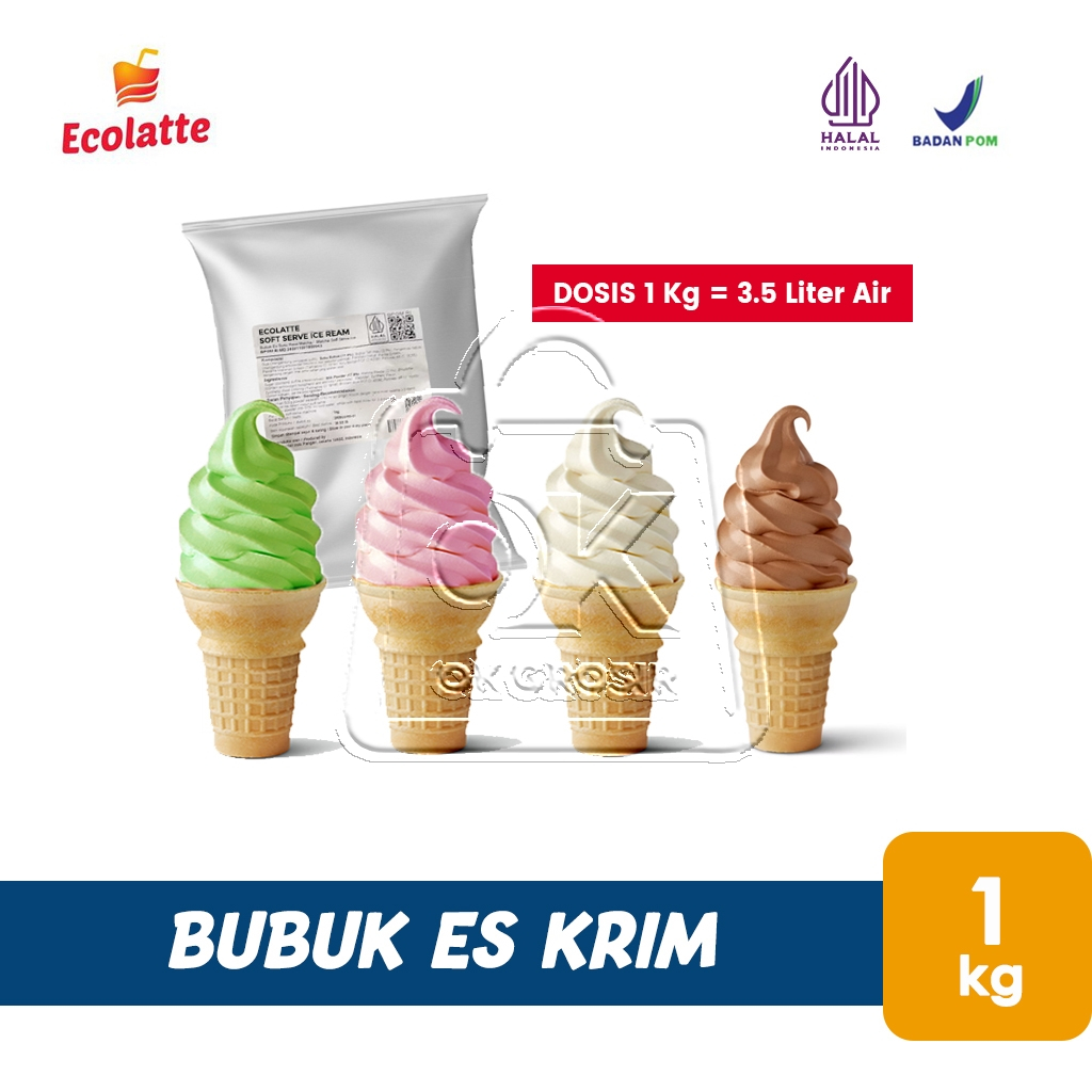 

Bubuk Ice Cream Ecolatte Soft Serve Ice Cream Powder Es Krim Instant (1 Kg)