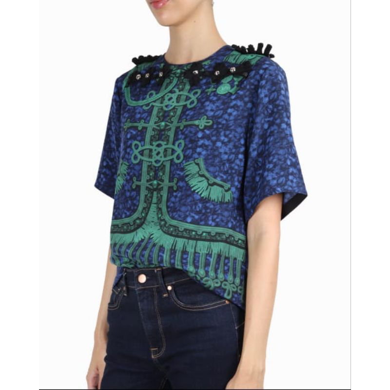 Louis Vuitton  Blue & Green Print Blouse