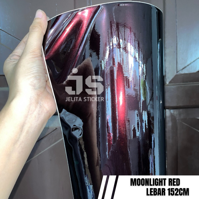 [ PER METER ] Sticker Moonlight Red Lebar 152cm / Skotlet Hitam Lembayung Merah untuk Mobil 150cm / 