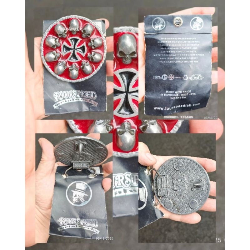 Original Buckle Fourspeed Chopper Skull Red Pewter NOS Serial Number #47 Limited Edition.