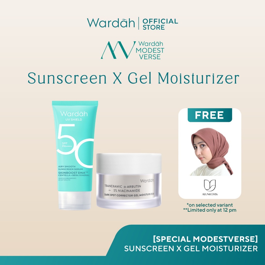 Paket WARDAH Gel Moisturizer + UV Shield Airy Sunscreen SPF 50 40 ml - Skincare