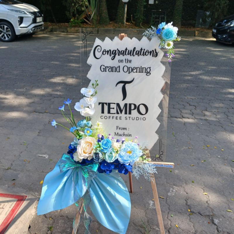 Standing Acrylic Akrilik Papan Bunga Grand Opening Wisuda Kado Hadiah Ulang Tahun Wisuda