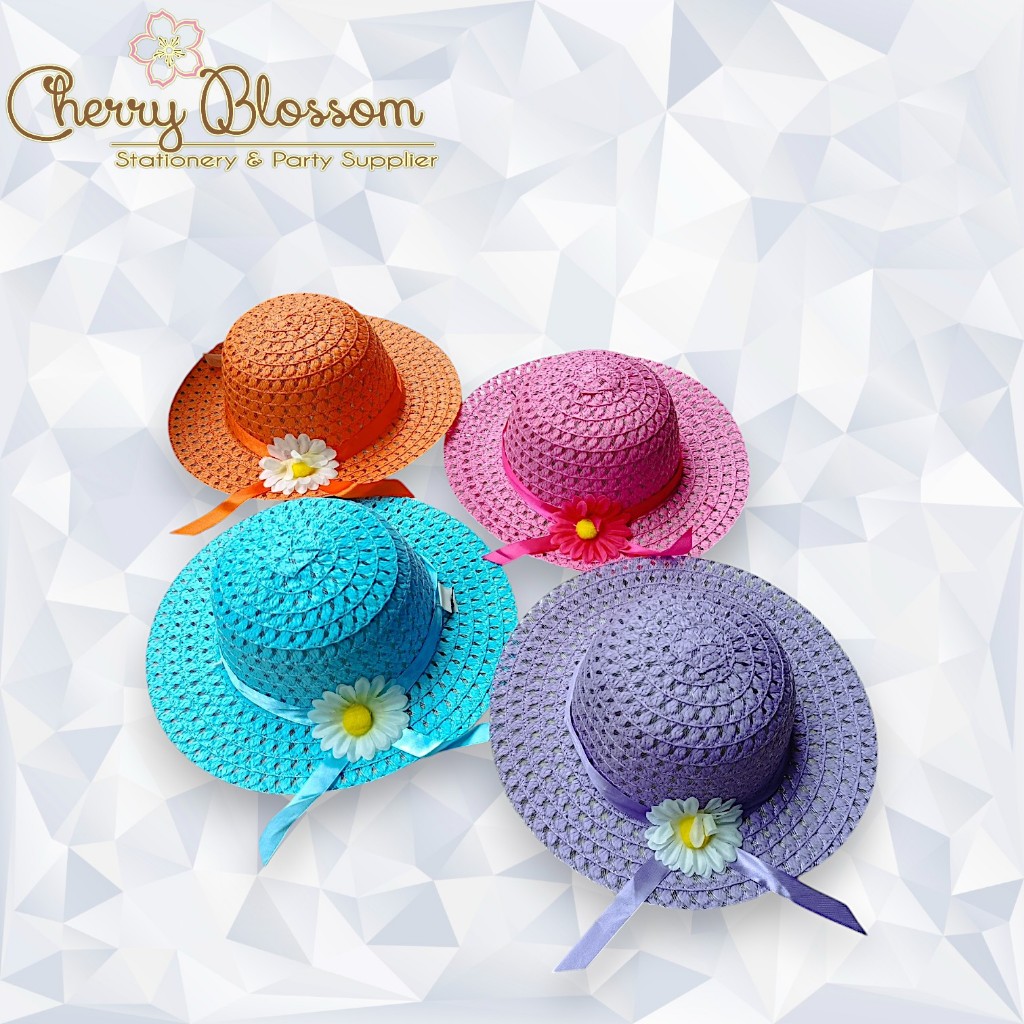 Topi Pantai Wanita Gelombang Topi Bundar Aksen Pita Cantik