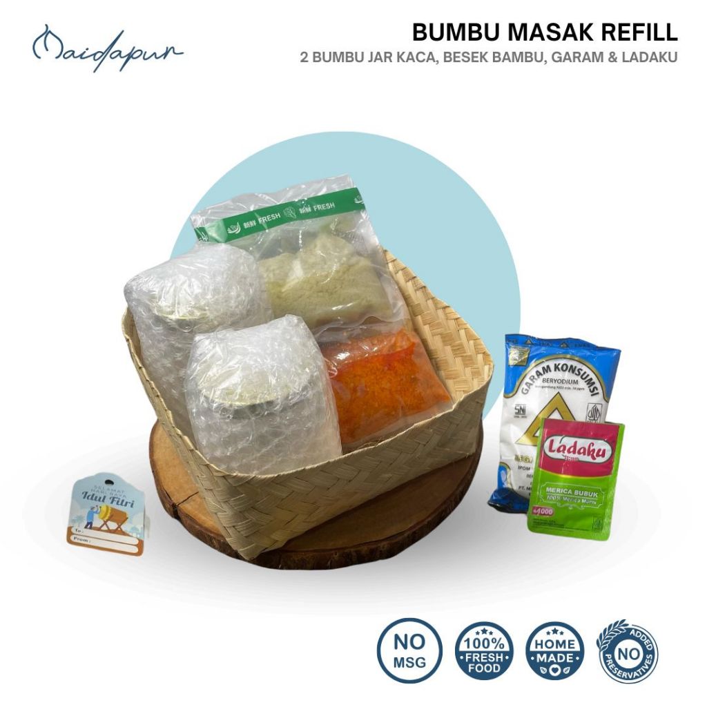 

Hampers Ramadan Bumbu Premium – 2 Bumbu Jar, Besek Bambu + Bonus Ladaku & Garam