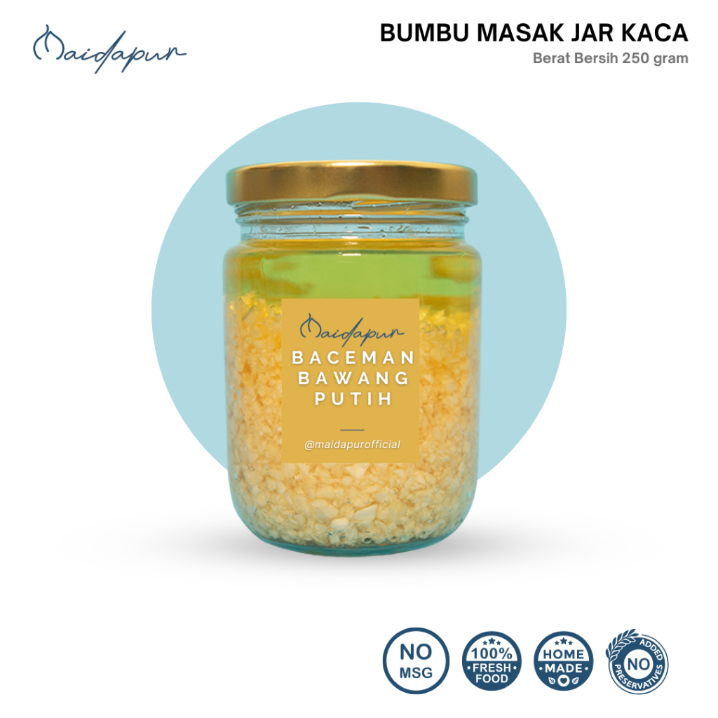 

Baceman Bawang Putih Kating Minyak Sayur - Maidapur Bumbu Dapur Instan Siap Pakai 250 Gram Jar Kaca