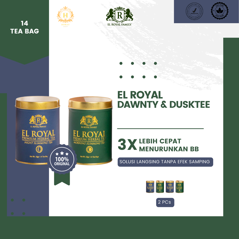 

El Royal Premium Herbal Tea - 2 Morning Slimming Tea + 2 Night Slimming Tea - Teh Pelangsing - 2PCs