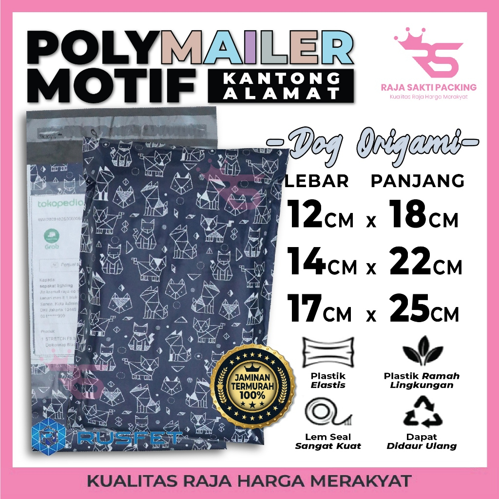 

Polymailer Motif Premium Dog Origami Terdapat Kantong Alamat Amplop Plastik Packing Rusfet Satuan Termurah