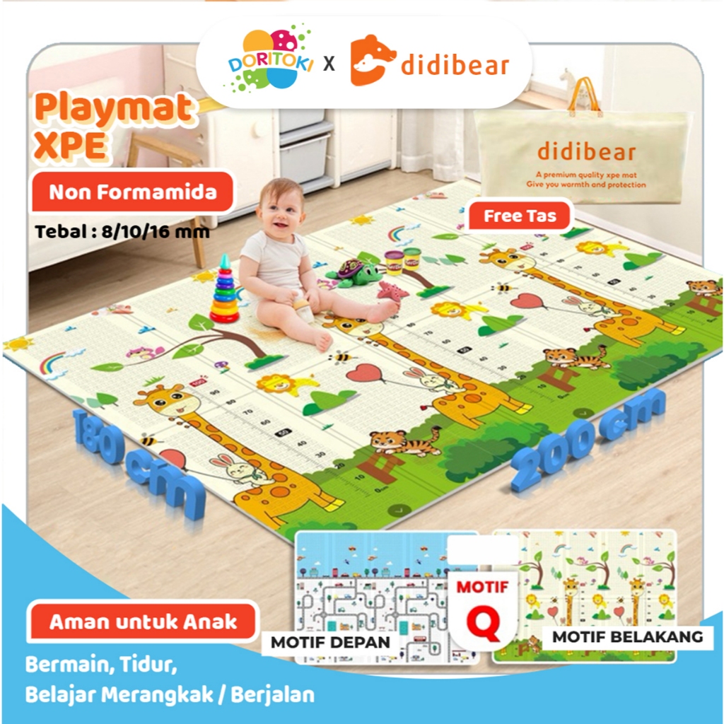Doritoki SNI 16MM  Playmat Bayi Karpet Lipat Playmat Foldable Bayi Karpet Bayi 180x200cm Matras Bayi