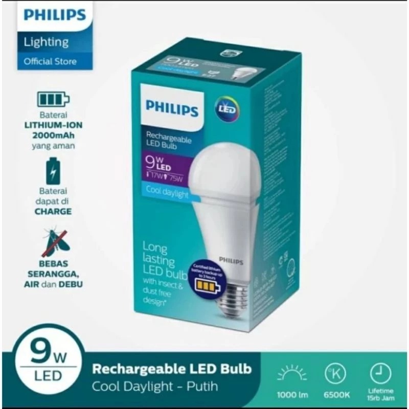 Lampu LED Emergency Philips 9W Rechargeable / Bohlam Emergency LED Lampu Philips Rechargeable 9 Watt