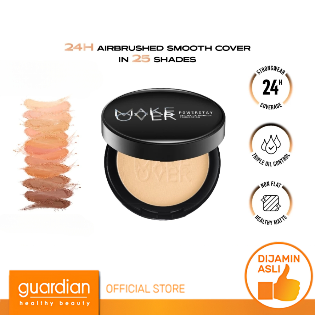 MAKE OVER Powerstay 24H Matte Powder Foundation - Bedak Padat High Coverage Ringan