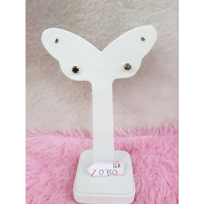 GW123L320L Giwang model permata hitam emas kuning asli berat 0.750 kadar 16k 70%