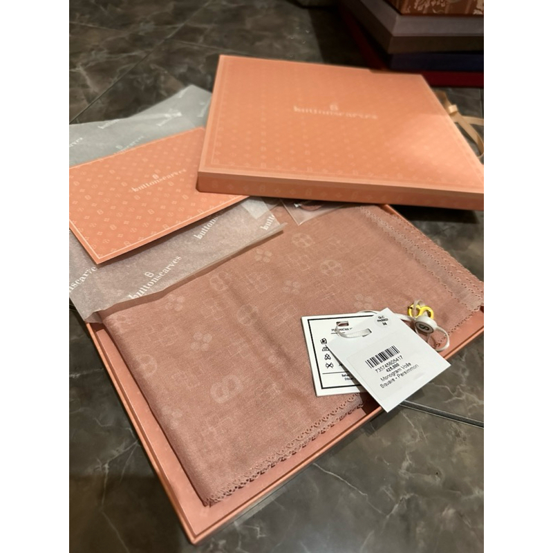Monogram voile square PERSIMMON buttonscarves