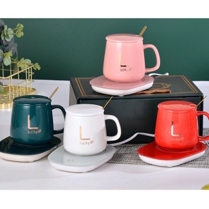 HJ6 GELAS SET KERAMIK PEMANAS  CANGKIR SET DENGAN ALAT PEMANAS  MUG CANGKIR ELEKTRIK GELAS PEMANAS T