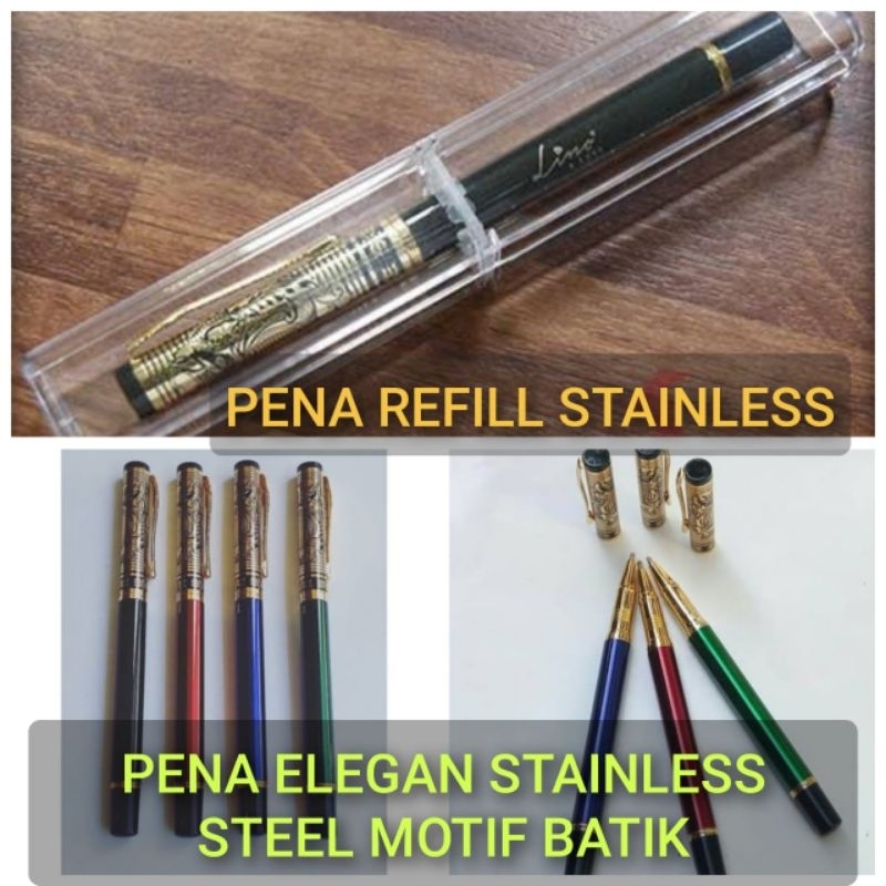 

PENA BULPOINT PULPEN REFILL ELEGAN METAL MOTIF BATIK GOLD