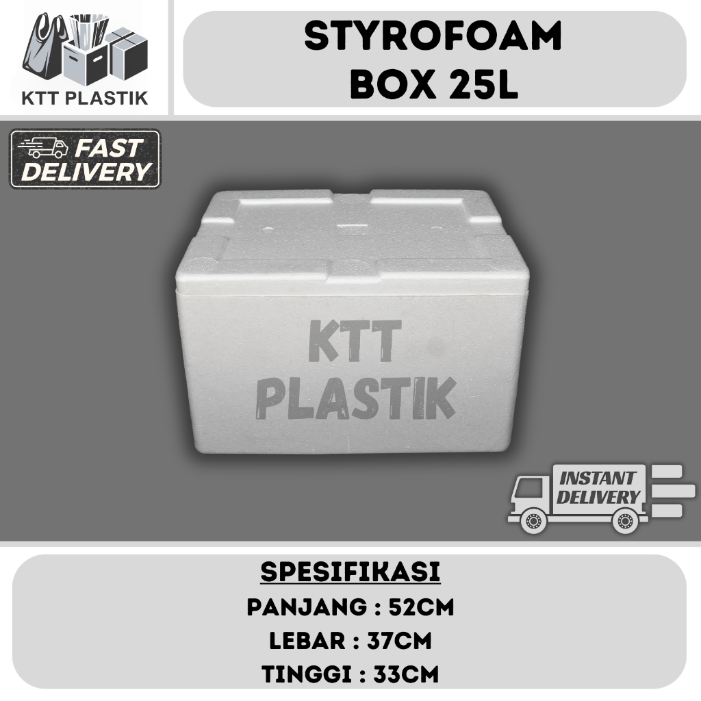 [Instant] Styrofoam Box 25 Liter - Kotak Styrofoam Pendingin Ikan Makanan Es Batu 52x37x33
