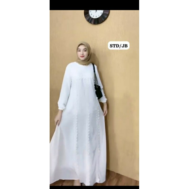 Gamis putih Ceruty full furing premium