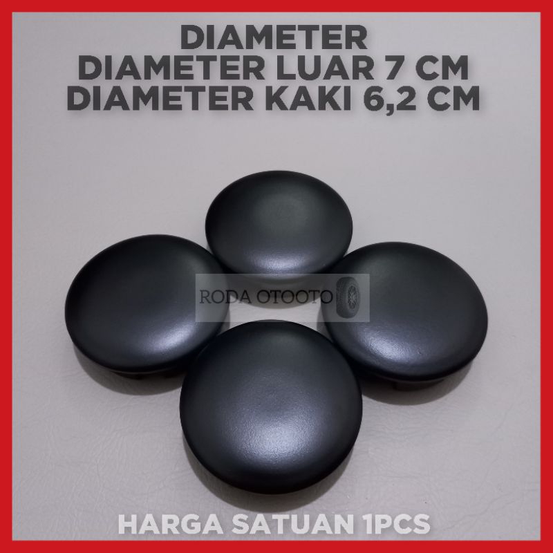 Dop velg racing mobil variasi polos diameter 7 cm warna hitam Doff
