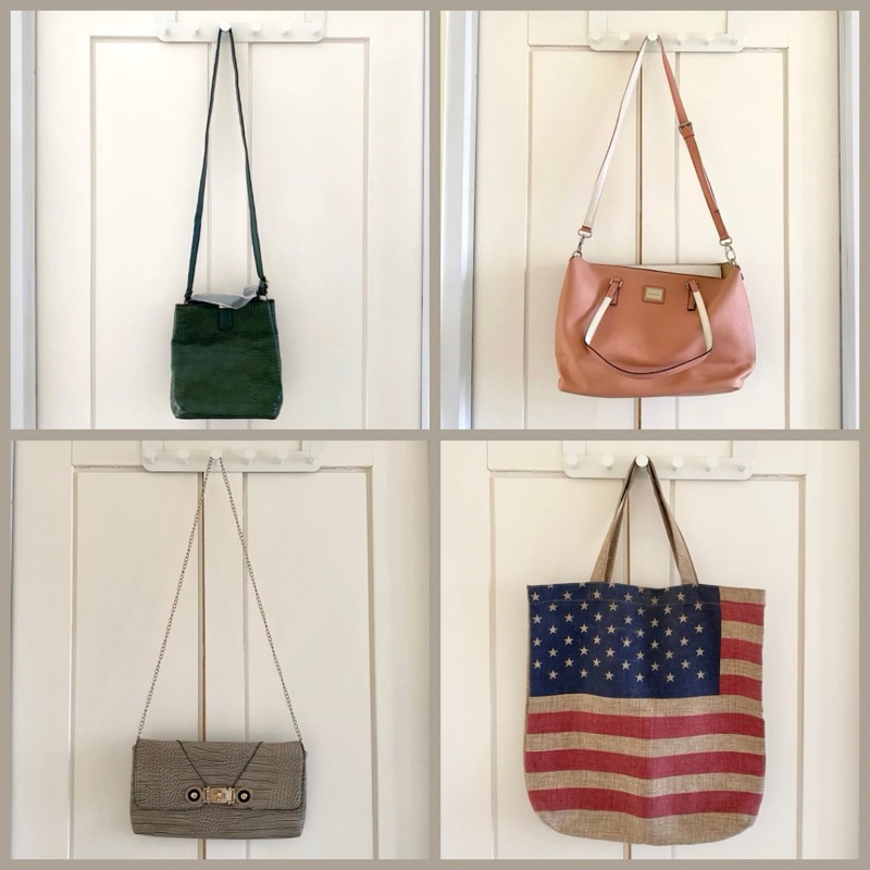 Tas Selempang Hijau, Tas Pesta Clutch Tali Rantai, Les Catino Pink Salmon Tas Bahu Tali Panjang, Tot