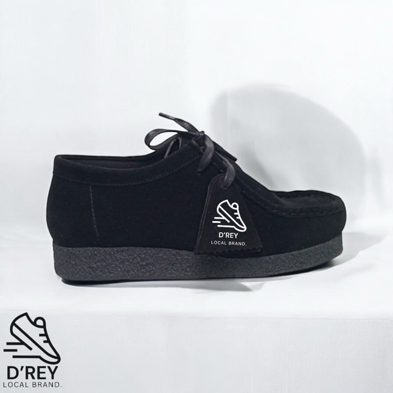 D’REY Sepatu Casual Pria Full Black Chungky Wallabee Clark Kasual