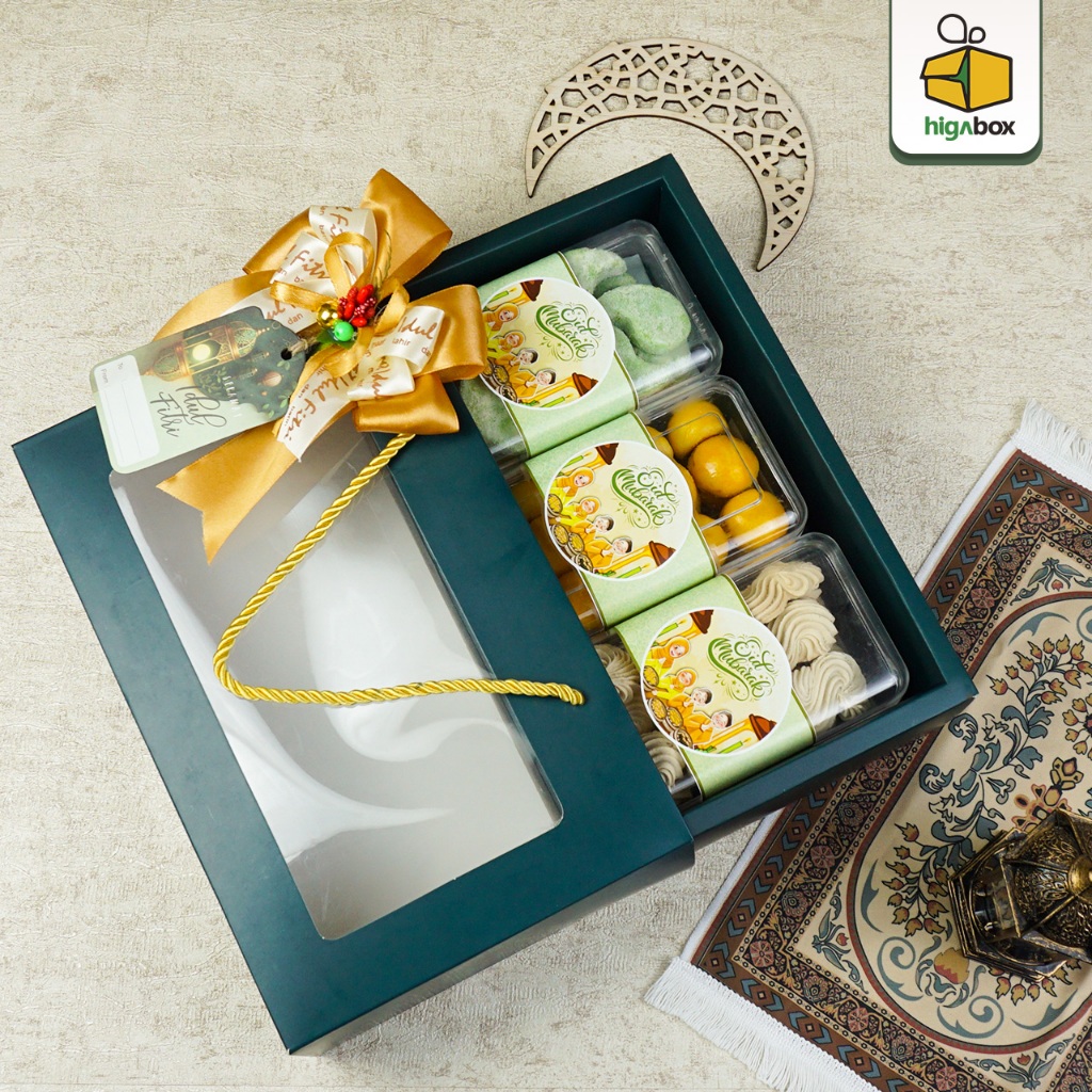 

Box Mika Slide Tali 27.5 x 8 x 17.5 Cm / Packaging dus toples kue kering / Box Kue isi 3 Toples 350g / Box Bridesmaid / Kotak Paper bag | HH01