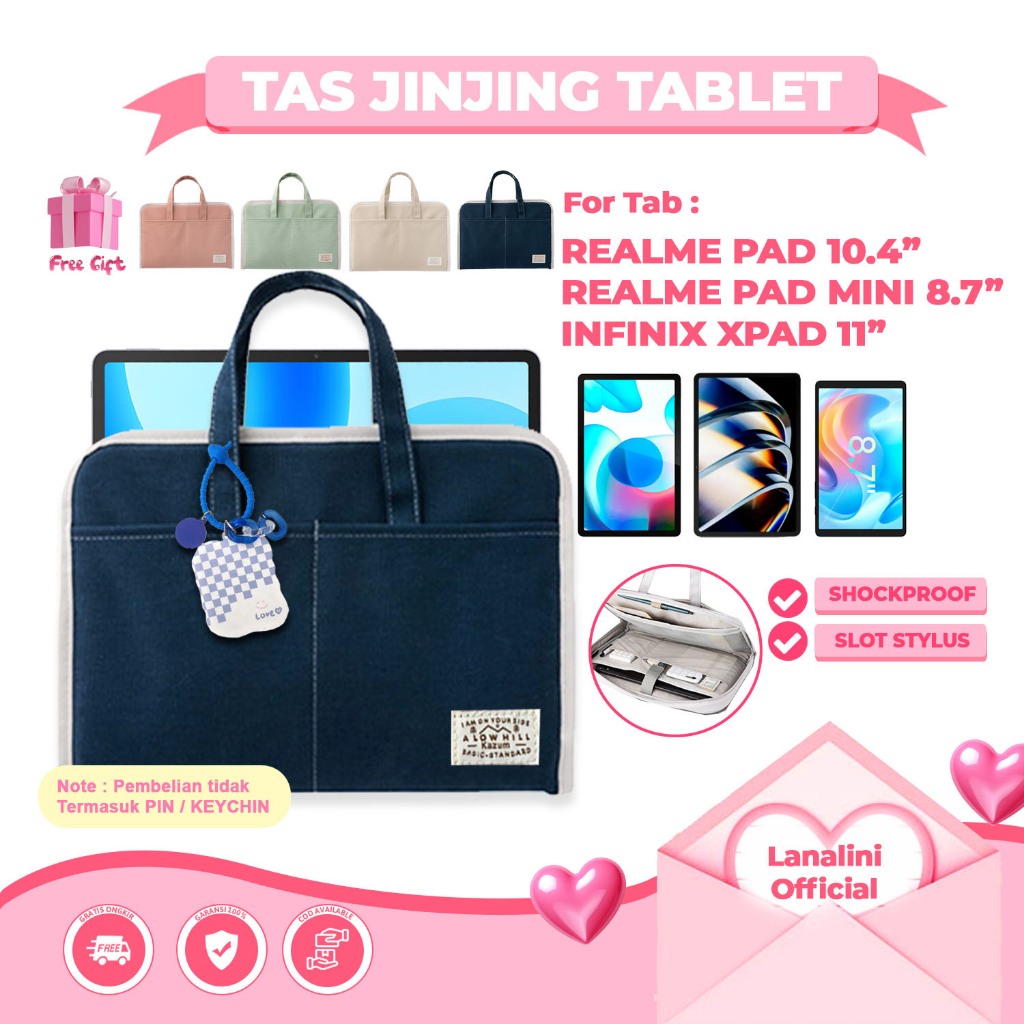 Tas Hand Bag Jinjing Sleevecase Tab Infinix XPad 11" 2024 X Pad 11 Inch Realme Pad 10.4 10 inci 2021
