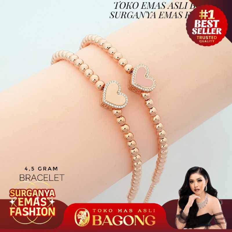 GELANG FASHION LOVE SNOWBALL 17K/750 - ASLI BAGONG GOLD BAGONG EMAS