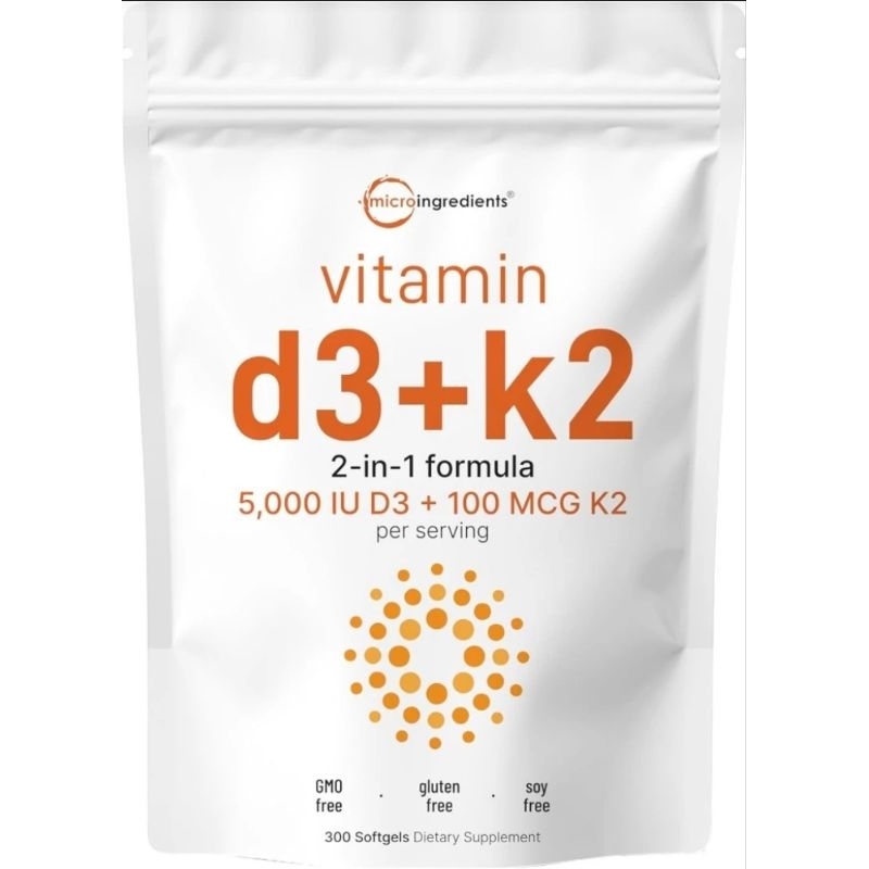 Micro Ingredients vitamin d3+k2 5000IU 300 softgel