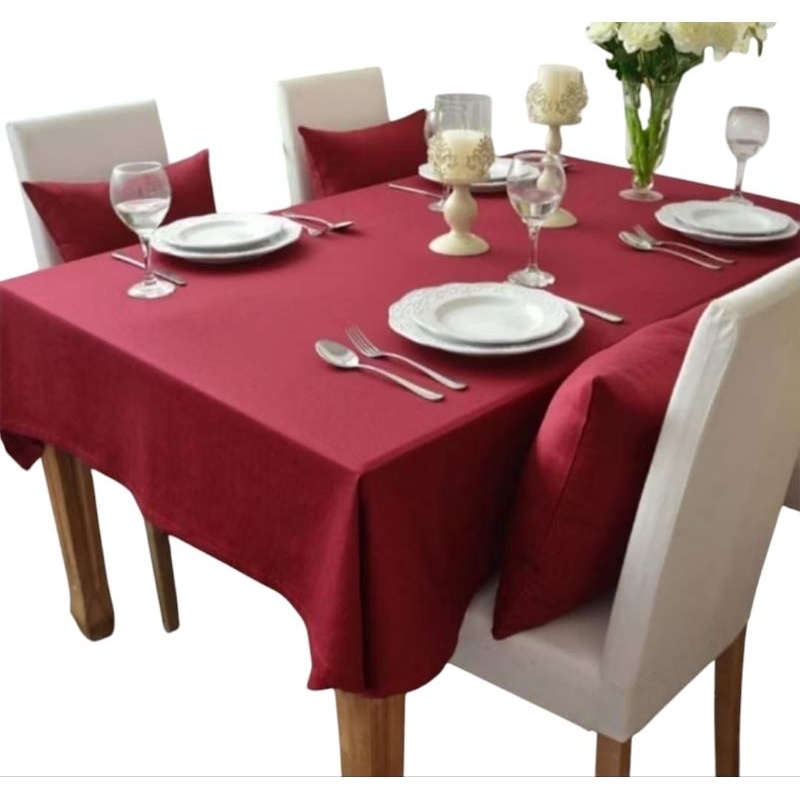 BIG SALE Taplak meja makan polos bahan katun embos uk 120cm x 120cm, 140cm x 200cm, 120cm x 200cm, 1