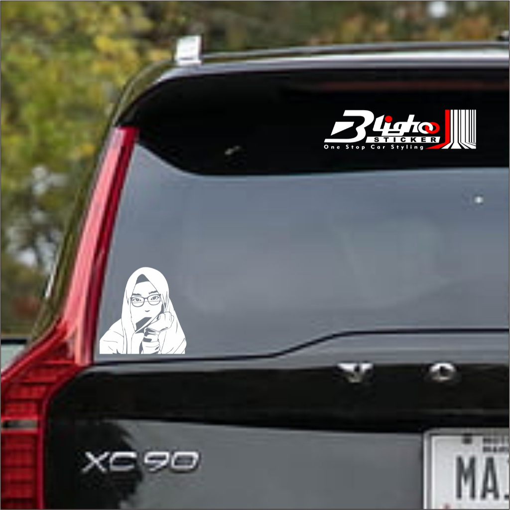 BLIGHOO - CUTTING STICKER WANITA HIJAB MUSLIMAH 15cm KEREN CANTIK STIKER MOBIL CUTE STIKER SEPEDA MO