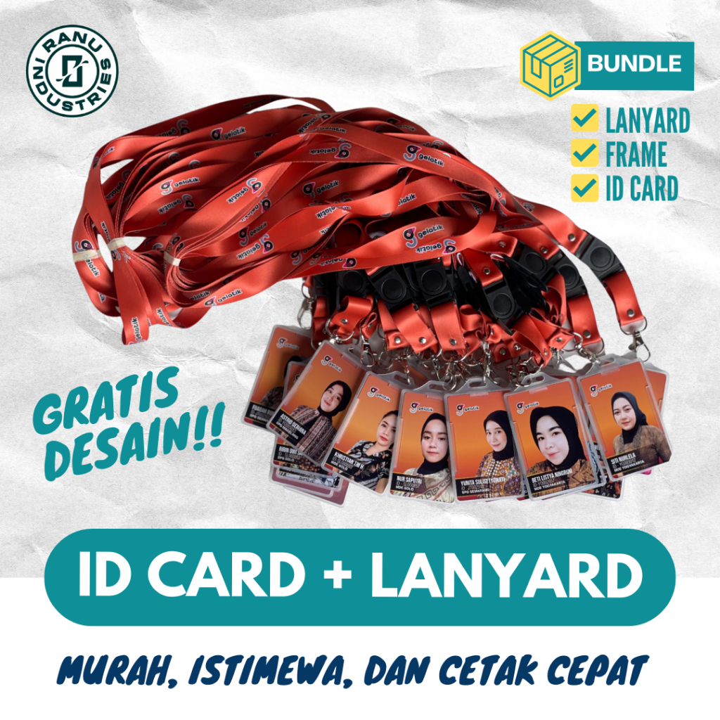 

Tali Lanyard + Frame + Id Card Custom 2 cm Cetak 2 Sisi Custom ( BISA SATUAN )