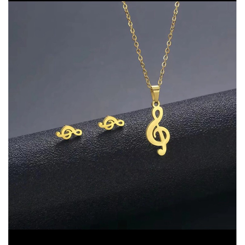 set kalung anting liontin musik import