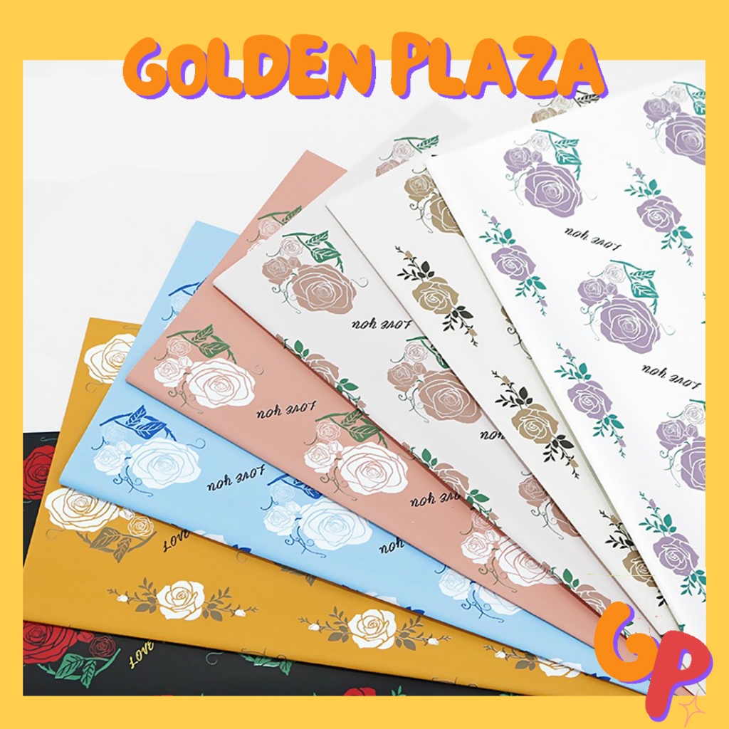 

20 LEMBAR Kertas Bunga Buket Rose Motif Rose Flower Wrapping Paper Cellophane Korean Florist Paper KB6177
