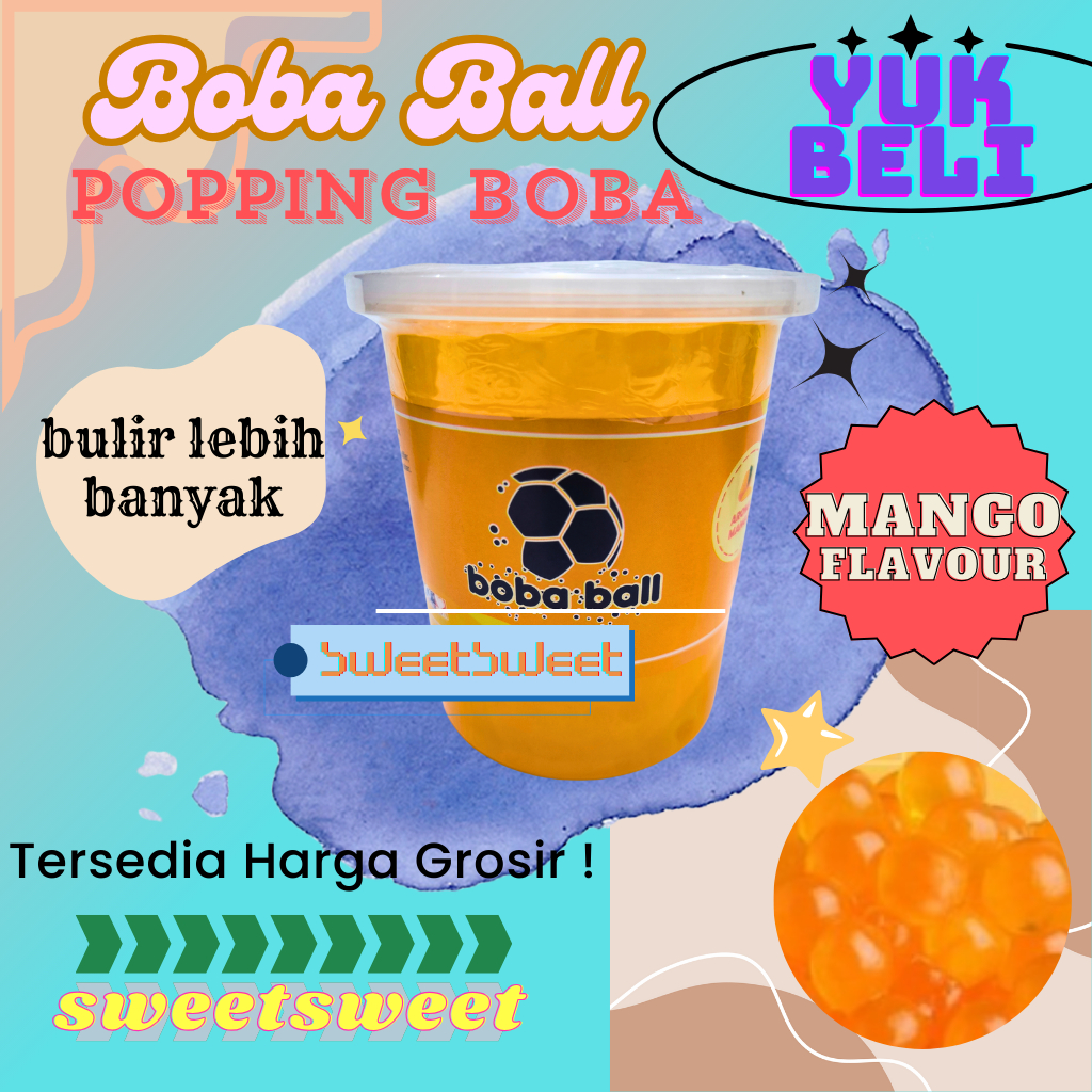 

Sweetsweet Popping Bobaball Mango 1 kg | Topping Rasa Mangga | Minuman Kekinian | COD dan Grosir