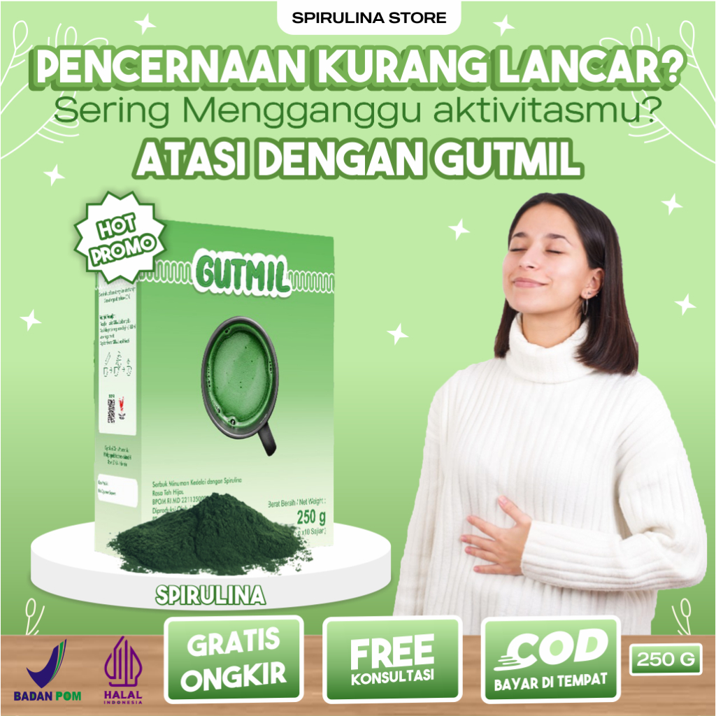

Minuman Kesehatan Pencernaan Asam Lambung Obat Maag Gerd Gutmil Dengan Antioksidan Spirulina