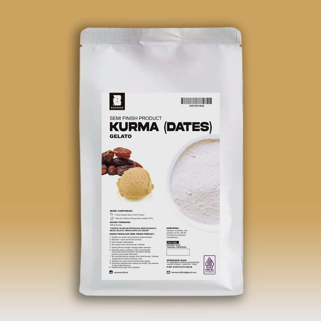 

BENMEER GELATO Semi Finish Product (Custom) Kurma - Batch 2,7kg