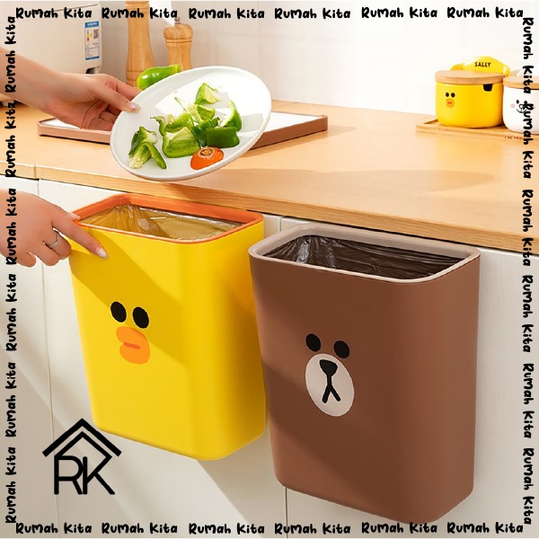 LINE FRIENDS - TEMPAT SAMPAH GANTUNG / TONG SAMPAH DAPUR TEMPEL / TEMPAT SAMPAH KAMAR MANDI PLASTIK