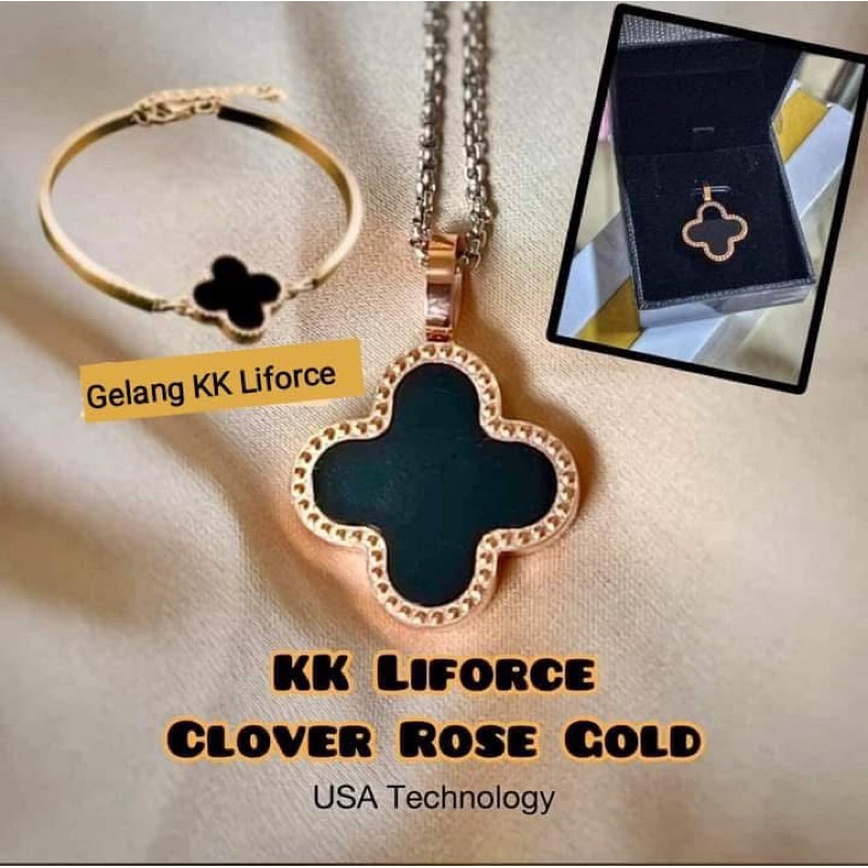 ORI KK LIFORCE Rose Gold Clover Kalung Gelang Bracelet / KK LIFORCE Rose Gold Clover Bracelet