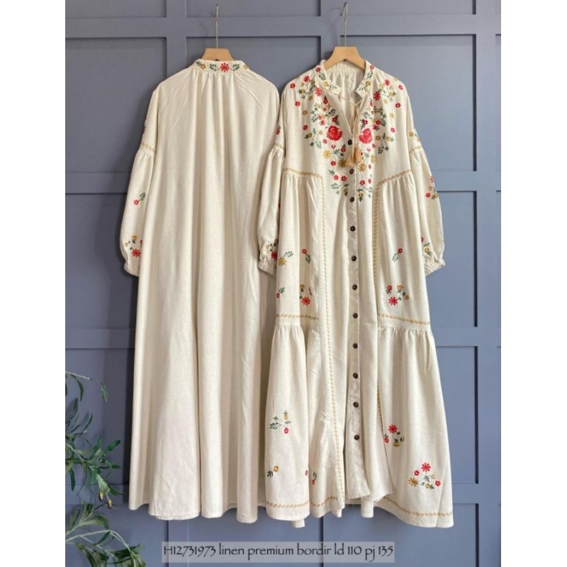 dress linen bordir premium