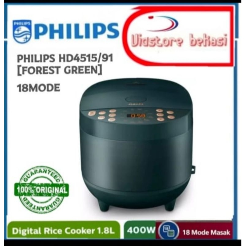 PHILIPS 4515/91 MAGIC COM DIGITAL 18 MENU FOREST GREEN/RICE COOKER PHILIPS 1,8liter GARANSI RESMI 2 