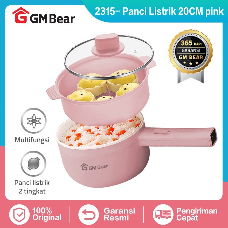 GM Bear Panci Listrik Serbaguna 2L 2315 - Kompor Listrik Panci Penggorengan Listrik Panci Elektrik