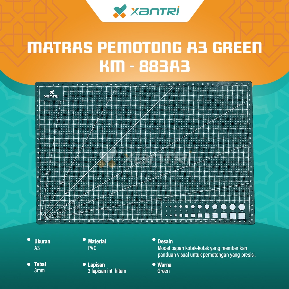 

Xantri - Alas Potong Kertas Cutting Mat Serba Guna A3 Peralatan Kantor Peralatan Sekolah Cocok untuk kerajinan tangan DIY HIJAU