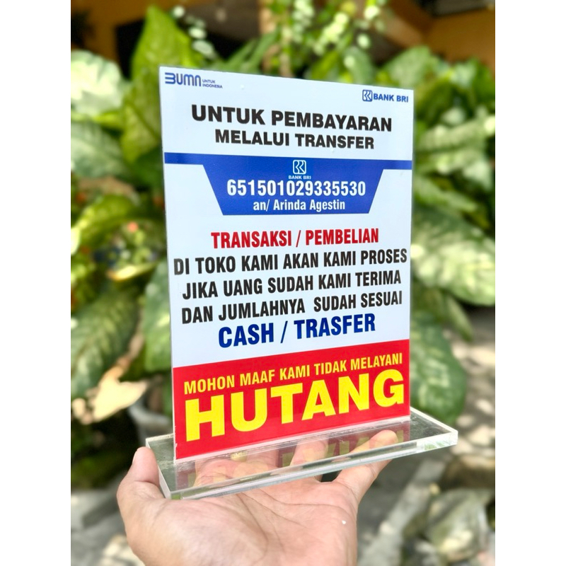 

AKRILIK PAPAN MEJA 15x20cm BAHAN TEBAL BISA REQUEST LAYANAN UNTUK AGEN BANK