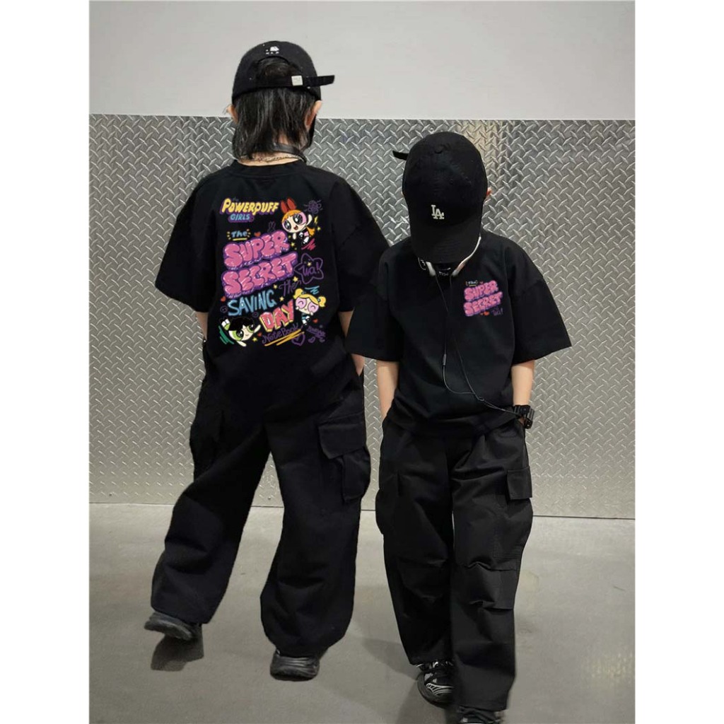 korea style Hitam cocobaby t shirt cotton Kaos Atasan Anak laki-laki Perempuan | Polisi kecil anime 