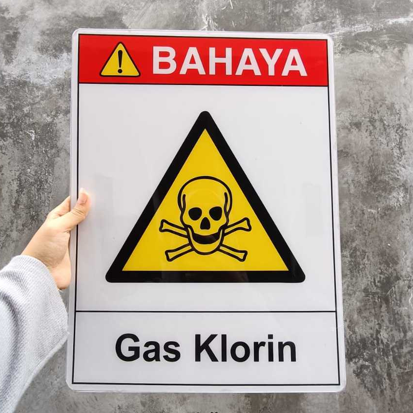 

PAPAN AKRILIK, PAPAN PERINGATAN - BAHAYA GAS KLORIN, AKRILIK CUSTOM, FREE DESAIN ( A 531 )
