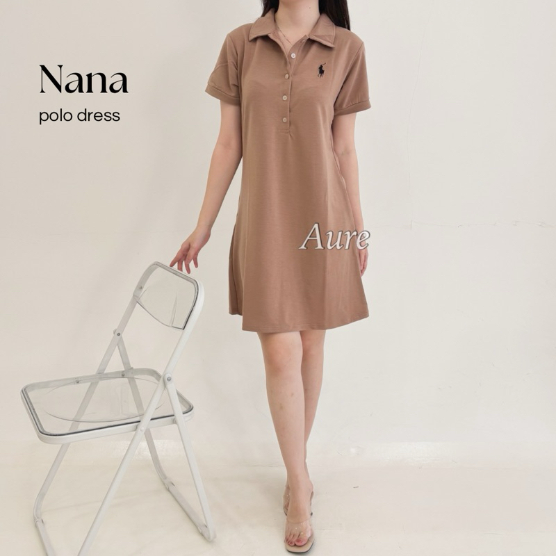 AURE - Nana Dress || Polo Dress || Midi Dress || Vneck || Baby Terry