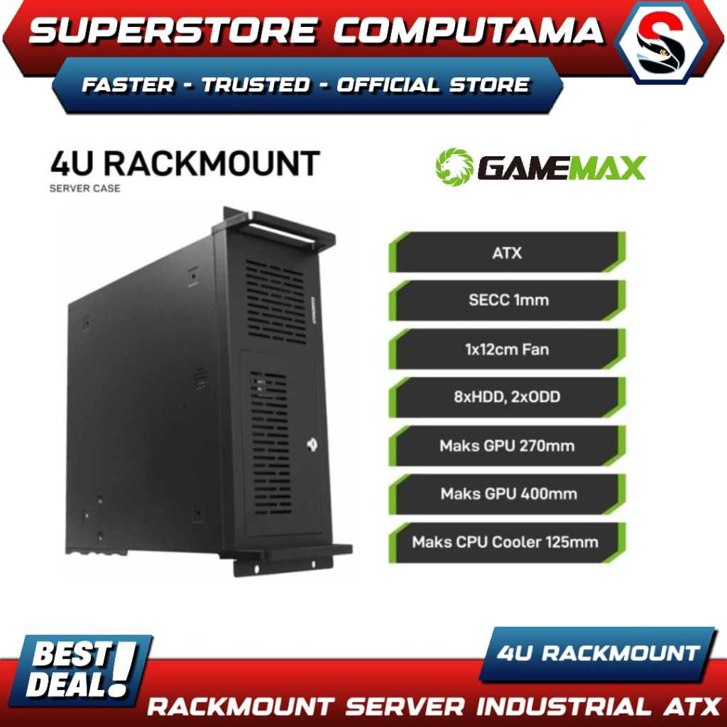 Casing GameMax 4U Rackmount Server 4U Industrial ATX PC Case