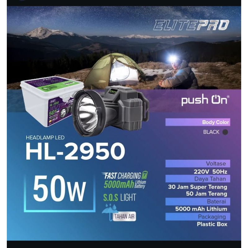 Senter Kepala PushOn HL-2950 / Senter kepala / Senter Push on